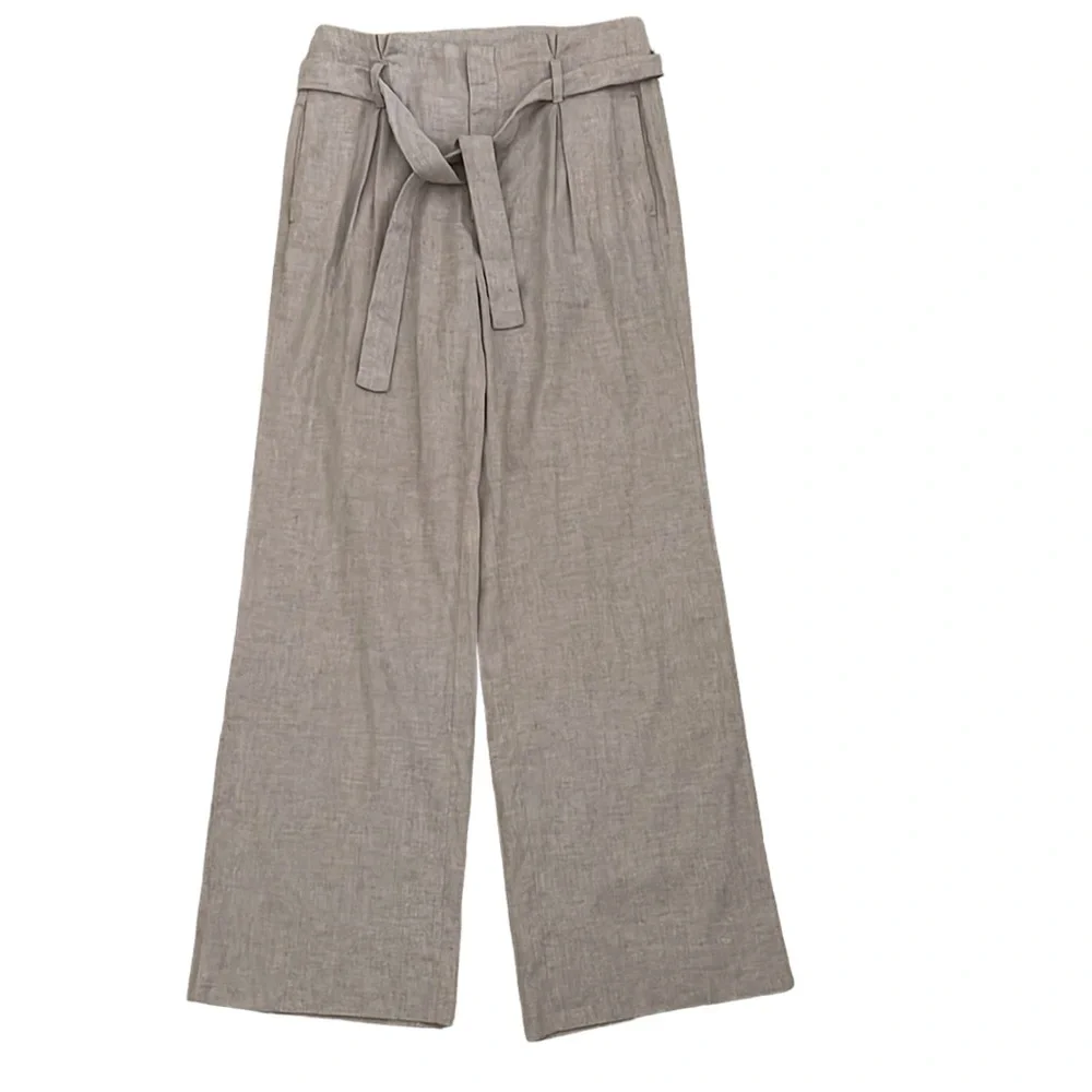 Banana Republic Women’s High Waisted Linen Cotton Pants with Tie Belt
